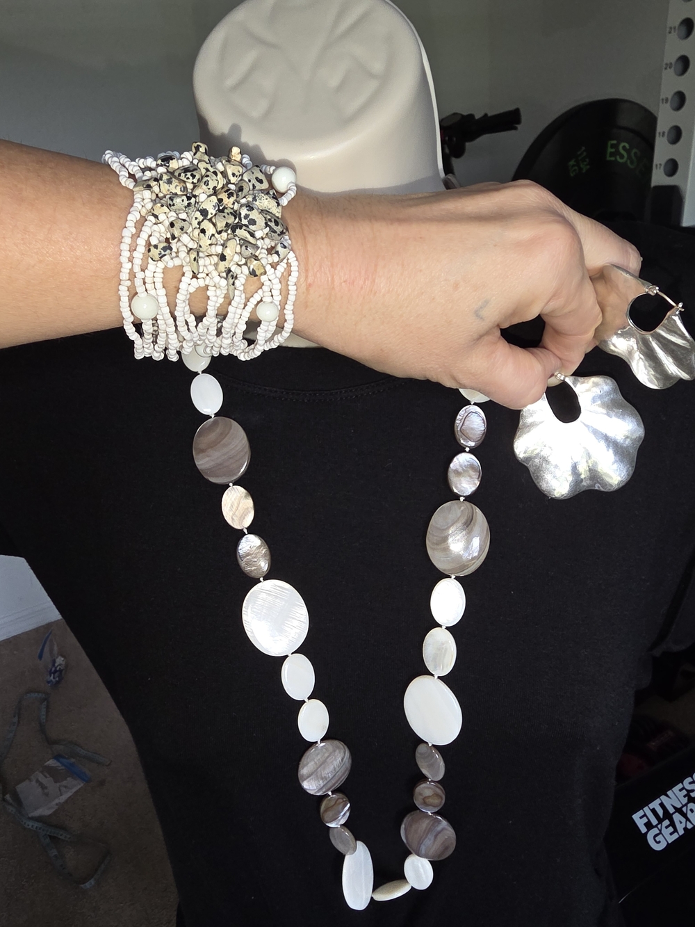 Mother-of-Pearl Necklace, Bracelet & Shell Earrings Set